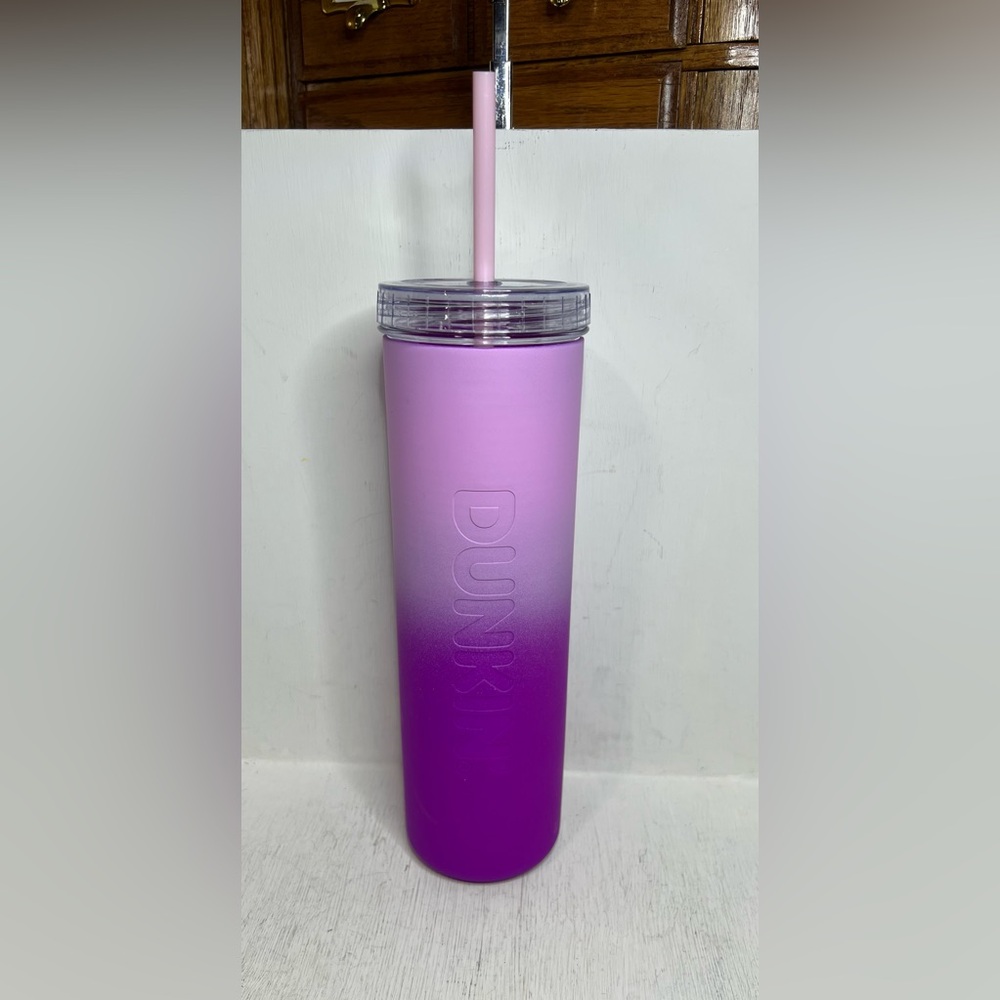 2024 Dunkin’ Donuts 27 oz Rainbow Silicone Sipper Tumbler - Purple/Pink